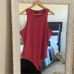 Express Pink Silky High Neck Thong Sleeveless Women's Bodycon Bodysuit T…